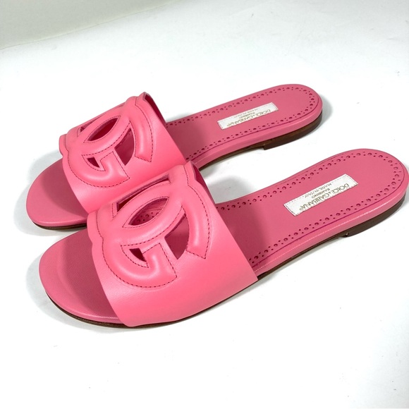 *SOLD* Dolce & Gabbana Bambino Girl's DG Cutout Leather Slide Sandals Pink 36 - Picture 4 of 17